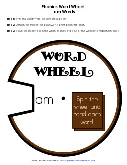 -am Word Wheel Word Wheels Worksheet