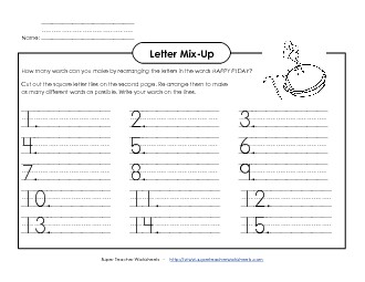 Letter Mix Up: Pi Day (Primary) Piday Worksheet