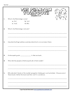 Questions for Chapters 3 & 4 Books Worksheet