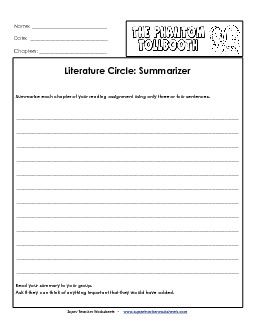 Lit Circles: Summarizer Books Worksheet