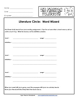 Lit Circles: Word Wizard Books Worksheet