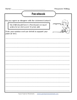 Facebook Rules Writing Persuasive Opinion Worksheet