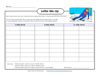 Letter Mix-Up: Winter Olympics (Intermediate Level) Worksheet