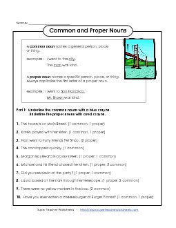 Common and Proper Nouns  (B) Grammar Worksheet