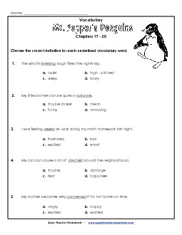 Vocab for Chapters 17-20 Books Worksheet