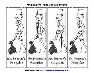 Mr. Popper Bookmarks Books Worksheet