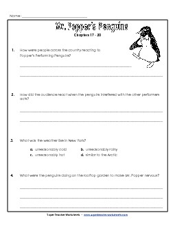 Questions for Chapters 17-20 Books Worksheet