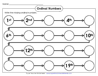 Ordinal Number Line Free Ordinal Numbers Worksheet