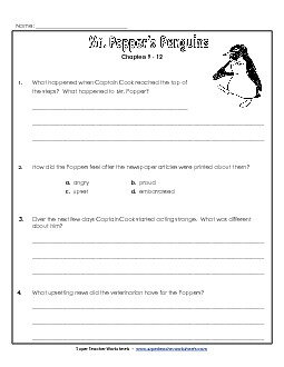 Questions for Chapters 9-12 Books Worksheet