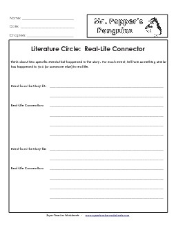 Lit. Circles: Real Life Connector Books Worksheet