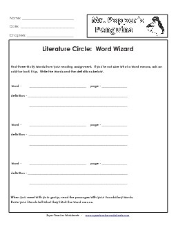 Lit. Circles: Word Wizard Books Worksheet