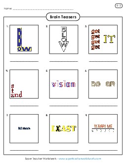 Rebus Puzzles B-3 Brainteasers Worksheet