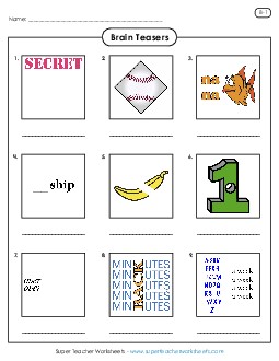 Rebus Puzzles B-1 Brainteasers Worksheet