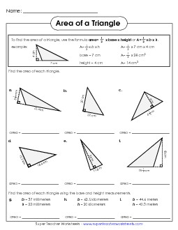 Areas of Triangles #1  (Intermediate) Worksheet