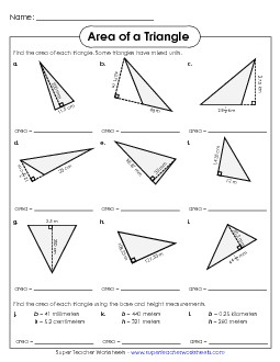 Areas of Triangles #2 (Advanced) Worksheet