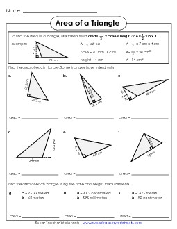 Areas of Triangles #1 (Advanced) Free Worksheet