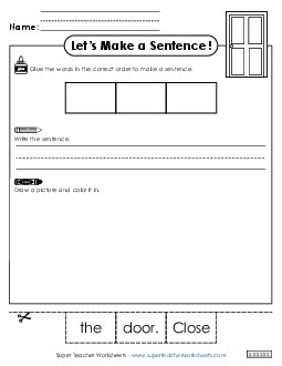 Build a Sentence: Door Sentences Basic Worksheet