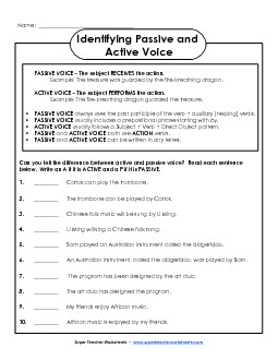 Identify Active and Passive Voice Worksheet 2 Worksheet