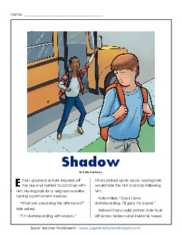 Shadow 4th Grade Reading Comprehension Worksheet