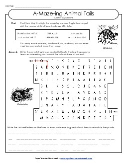 A-Maze-ing Puzzle: Prehensile Tails A Maze Ing Worksheet