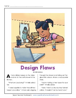 Design Flaws 4th Grade Reading Comprehension Worksheet