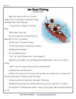 Ian Goes Fishing 1st Grade Reading Comprehension Worksheet