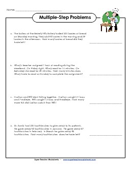 Multiple Step, Intermediate #3 Multiple Step Problems Worksheet