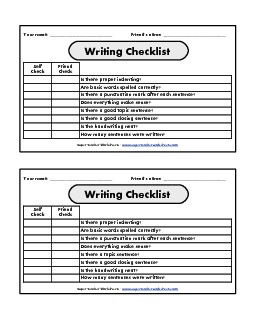 Peer Editing Checklist Writing Worksheet