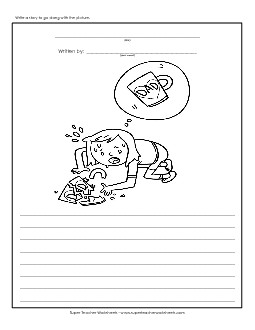 Father\'s Day - Mug Writing Storypics Worksheet