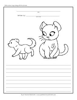 Little Dog, Big Cat Writing Storypics Worksheet