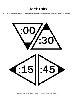 Triangular Clock Tabs Time Worksheet