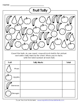 Fruit Tally Tally Marks Worksheet