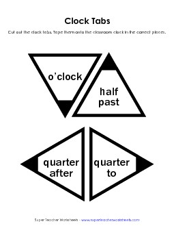 Triangular Clock Tabs (Advanced) Free Time Worksheet