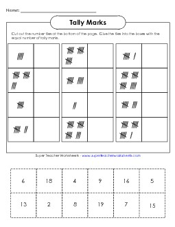 Cut-and-Glue Tallies Tally Marks Worksheet