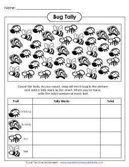 Insect Tally Tally Marks Worksheet