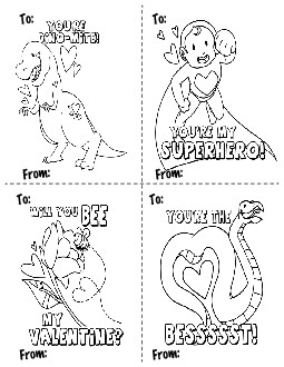 Valentine Mini-Cards Valentines Day Worksheet