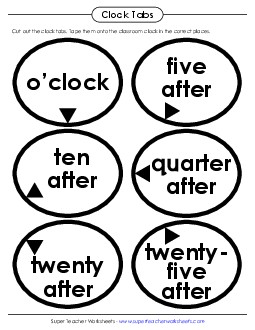 Oval Clock Tabs (Advanced) Time Worksheet