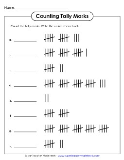 Counting Tally Marks (Version 1) Free Worksheet