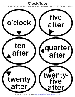 Oval Clock Tabs (Advanced) Time Worksheet