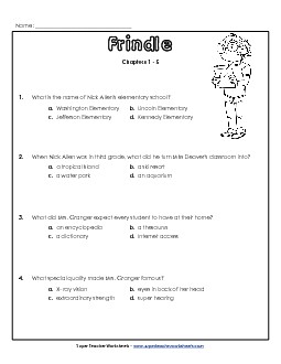 Questions for Chapters 1-5 Free Books Worksheet