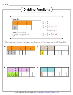 Dividing Fractions (with Diagrams) Worksheet