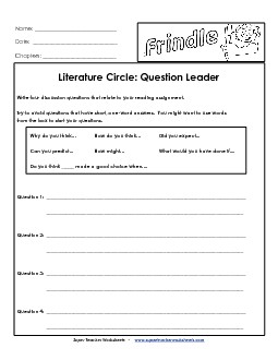 Lit. Circles: Question Leader Books Worksheet