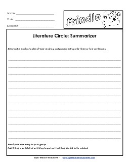 Lit. Circles: Summarizer Books Worksheet