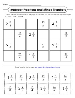 Cut-and-Glue #1 Fractions Worksheet