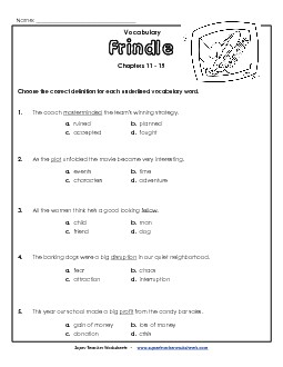 Vocab for Chapters 11-15 Books Worksheet