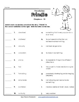 Vocab for Chapters 6-10 Books Worksheet