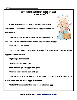 Emma\'s Easter Egg Hunt (Fiction) Worksheet