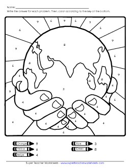 Color-by-Number Mystery Picture Earth Day Worksheet