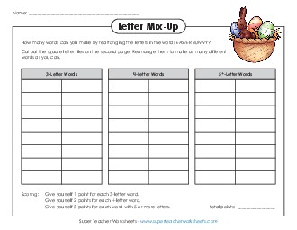 Easter Letter Mix-Up (Intermediate) Worksheet