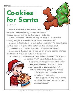 Cookies for Santa Christmas Worksheet